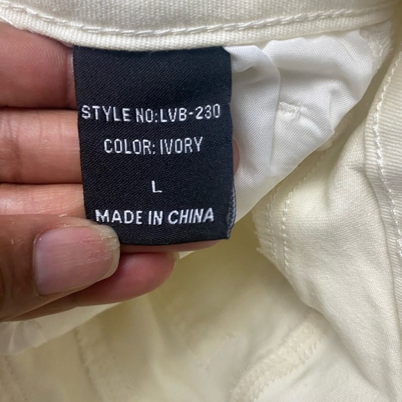 Wide Leg High Waisted Stretchy Women's Jeans - Lover Brand Fashion Ivory Size L - Picture 7 of 9